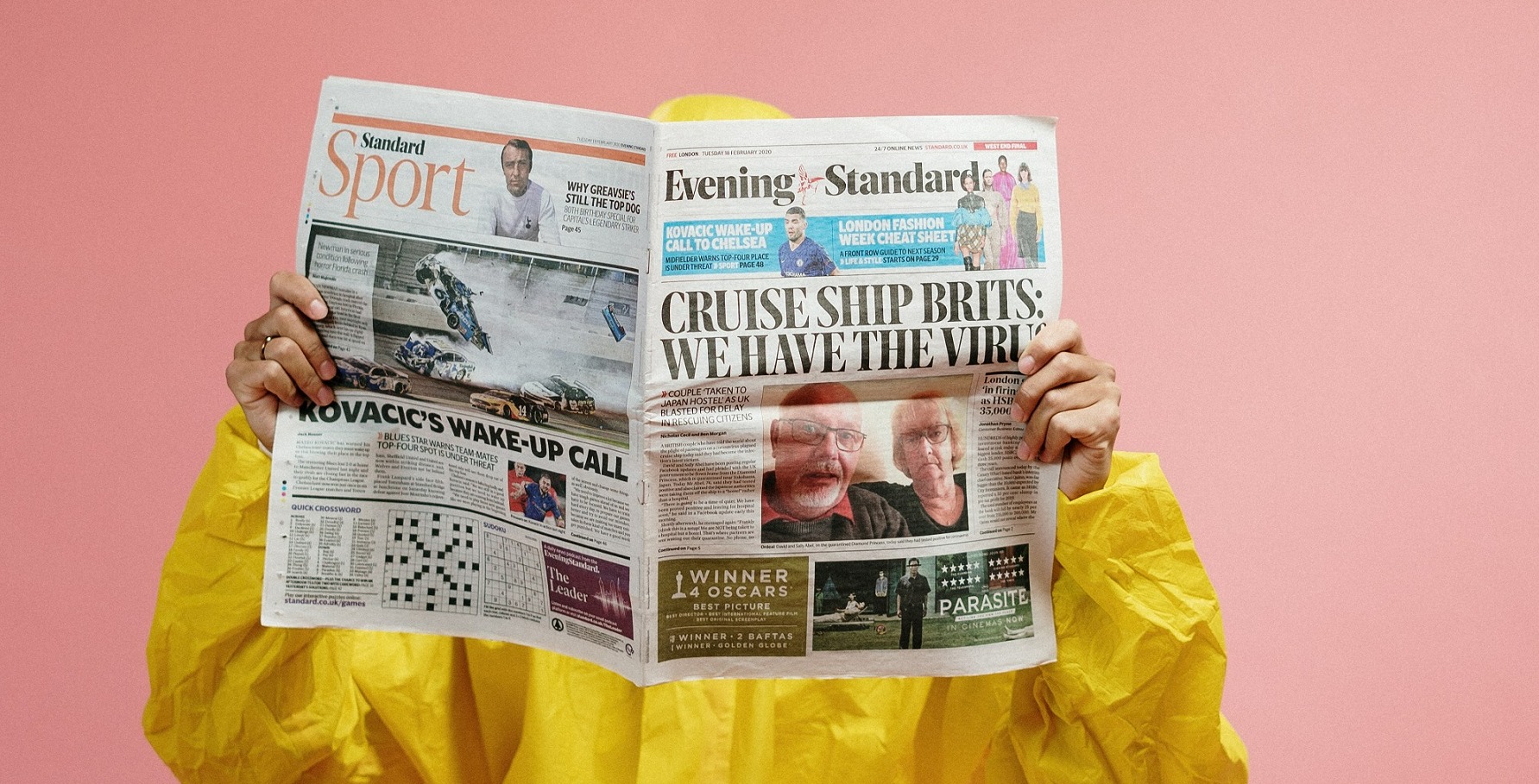 Newspaper yellow pink